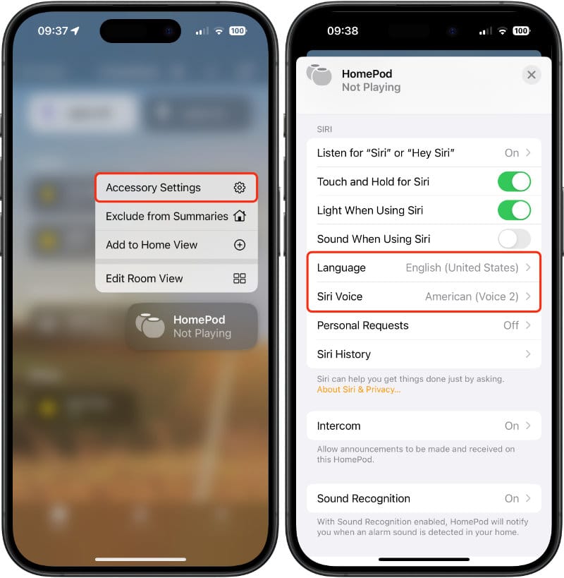 Change Siri's language and voice on a HomePod