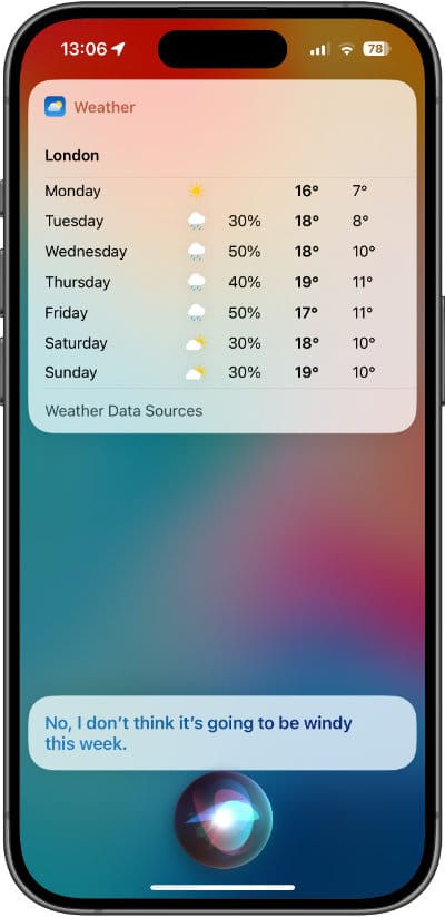 Siri will tell you the weather for the week ahead